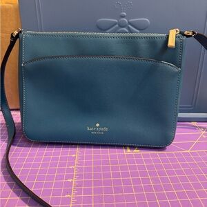 Kate Spade Adel Medium Blue Crossbody Bag with Gold Accents
